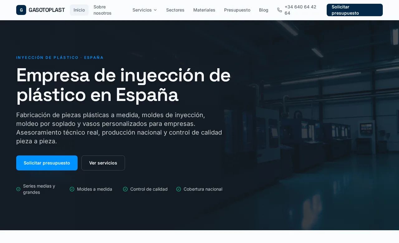 Web de Gasotoplast para fabricación e inyección de piezas de plástico