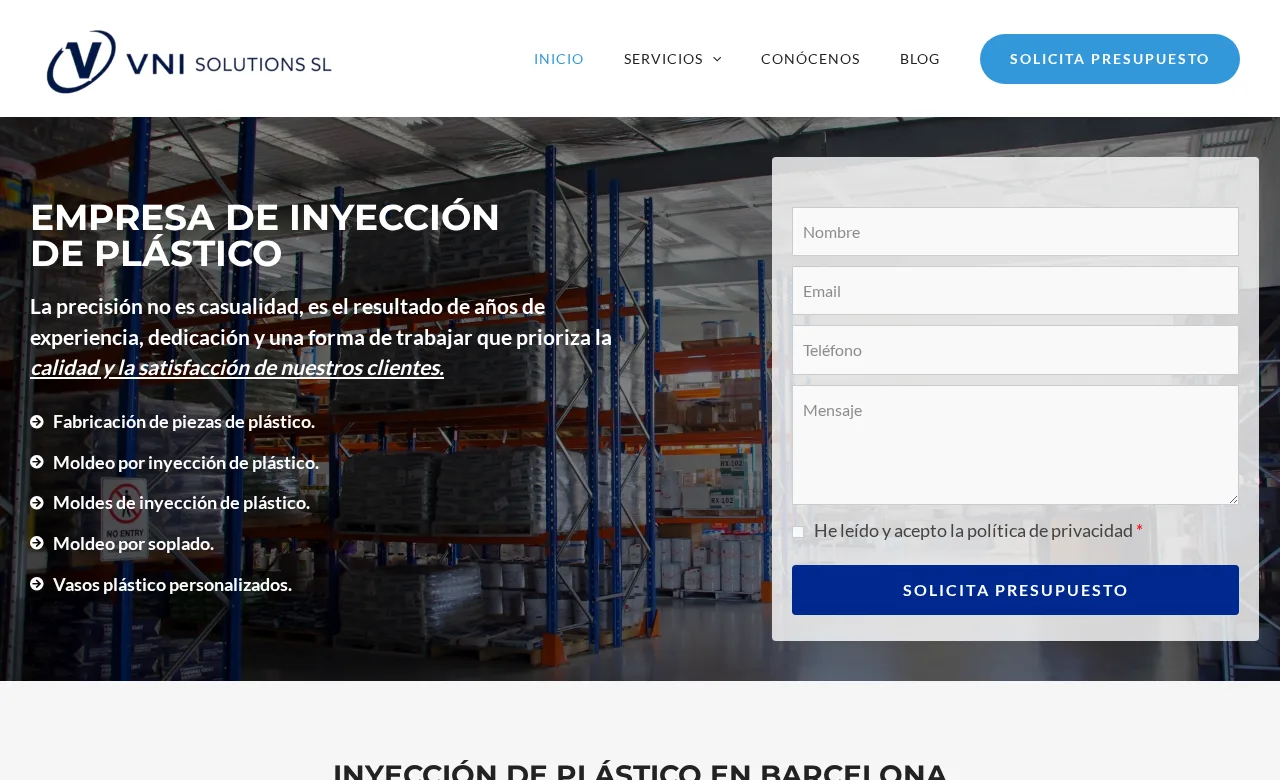 Web industrial de VNI Solutions sobre inyección de plástico